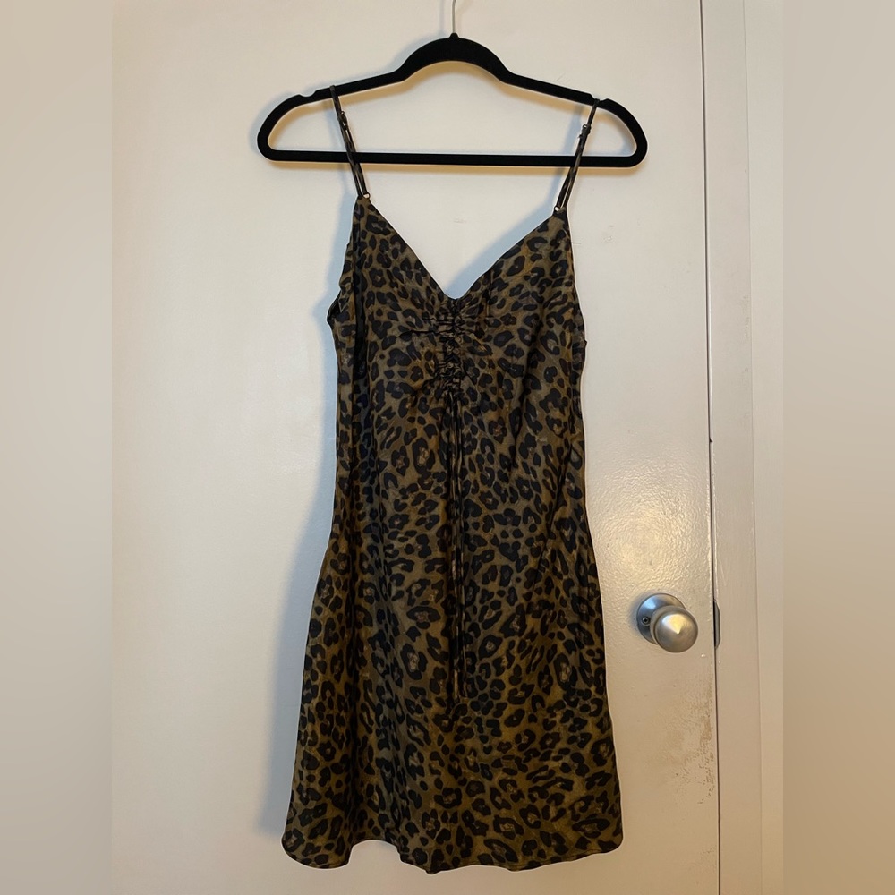 Zara Animal Print Strappy Satin Mini Dress Size Medium